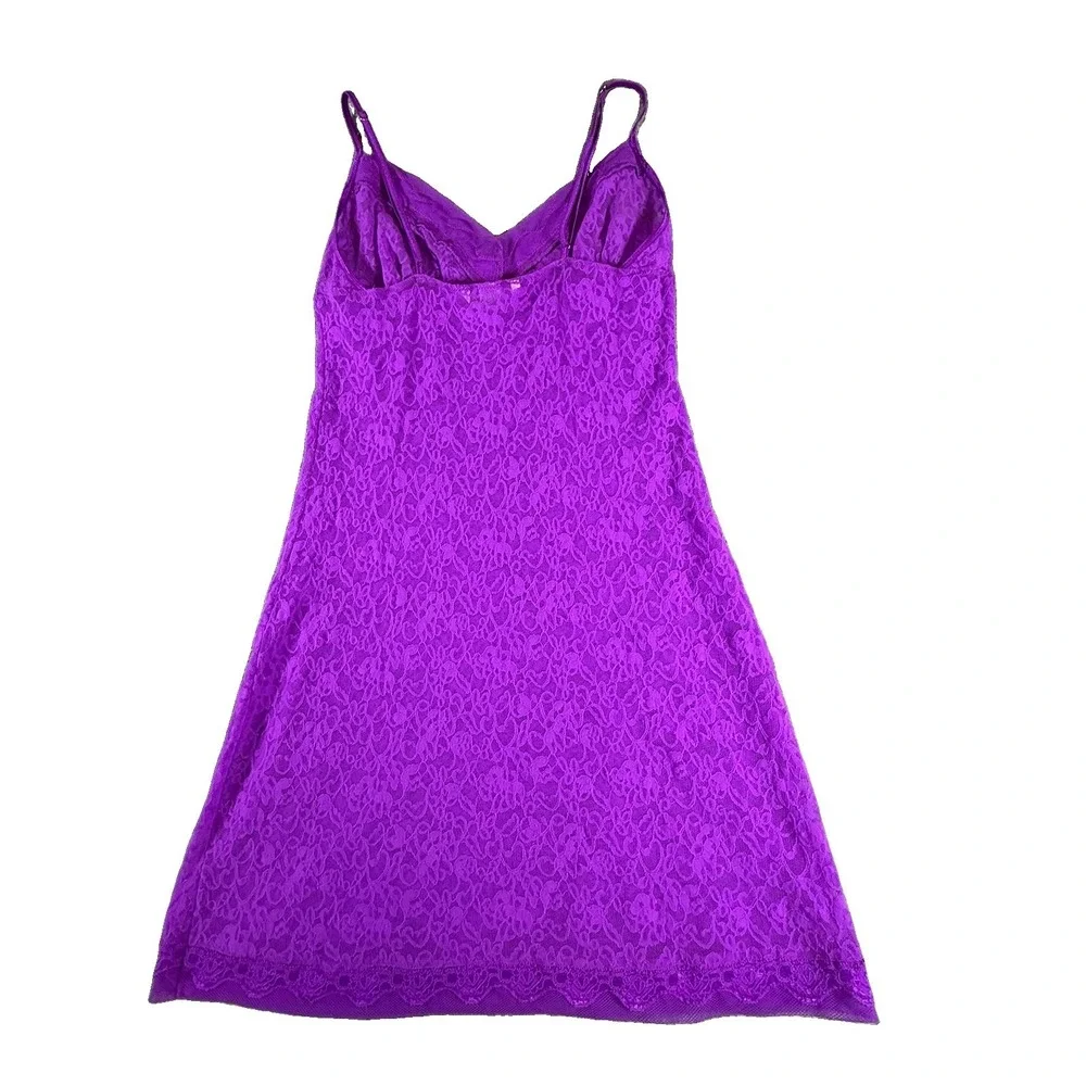 Victorias Secret The Lacie Lace Chemise Magenta Purple Slip Dress Large